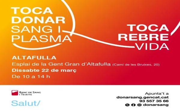 La ciutadania d’Altafulla té una cita amb la solidaritat aquest dissabte en una nova jornada de donació de sang i plasma