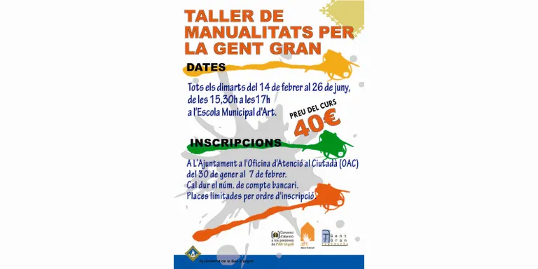 Taller de manualitats a la Seu per a la gent gran