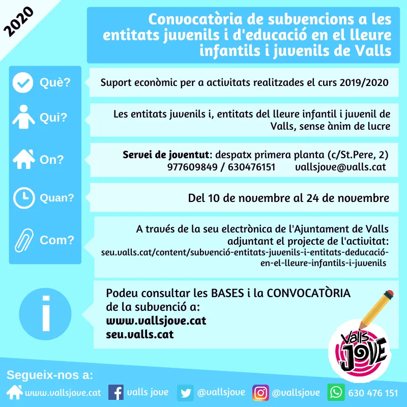 Subvencions per a les entitats d’educació i juvenils en el lleure