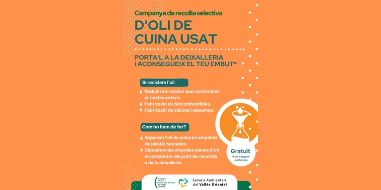 El consorci comarcal de residus impulsa una campanya per la recollida selectiva de l’oli de cuina usat
