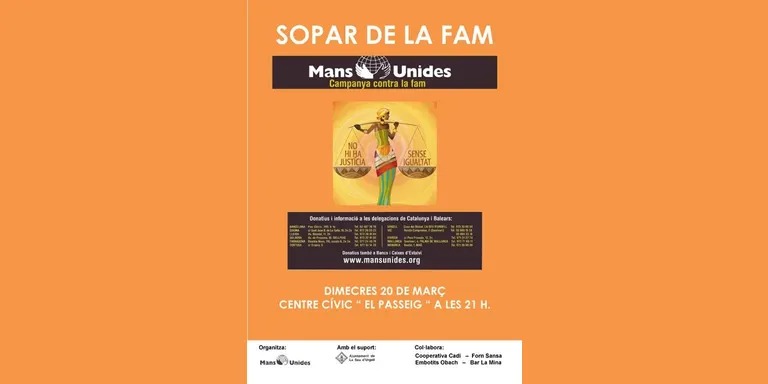 Mans Unides organitza novament el Sopar de la Fam