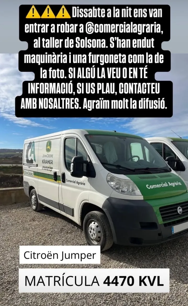 Dues empreses de Solsona van ser víctimes de robatoris amb força la matinada de diumenge