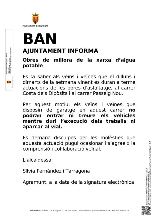 Fase final de les obres de millora de la xarxa d’aigua