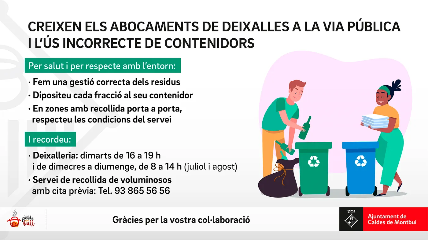 L'Ajuntament denuncia la reiteració d'usos inadequats dels contenidors de deixalles a la via pública