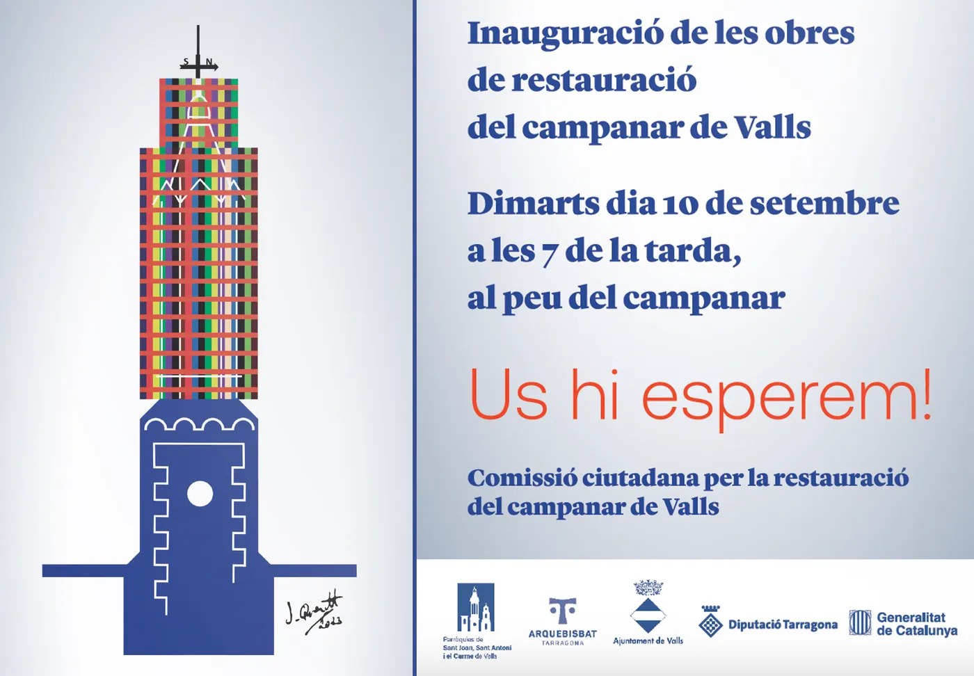 Valls inaugura les obres del campanar de Sant Joan