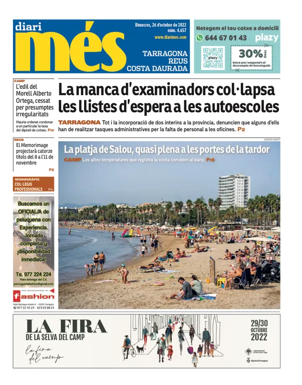 T'expliquem les portades dels diaris del territori d'aquest 26 d'octubre