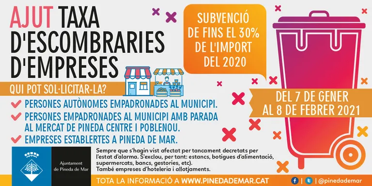 Tramitació de la subvenció de la taxa d'escombraries per empreses comercials i industrials