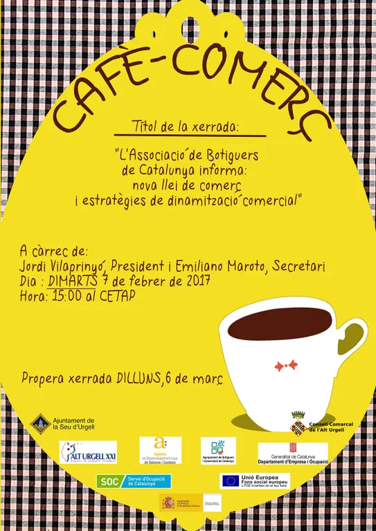 La propera sessió de Cafè Comerç tracta la nova llei del sector