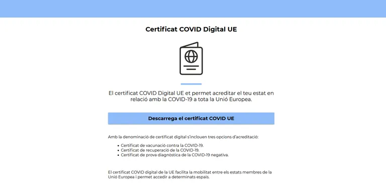 El certificat covid es pot descarregar a través del portal de vacunació sense haver-se de donar d'alta a La Meva Salut