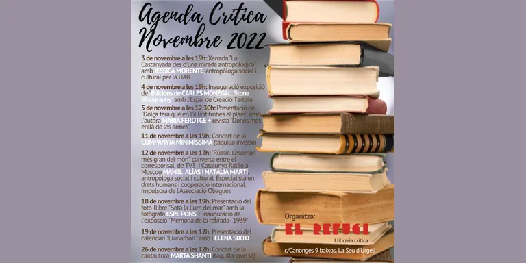 Manel Alías, entre els convidats de l'agenda de novembre a la llibreria El Refugi