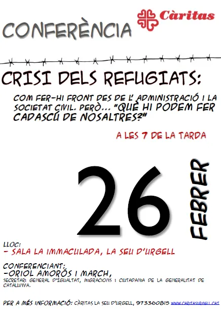 Càritas organitza a la Seu una xerrada sobre els refugiats