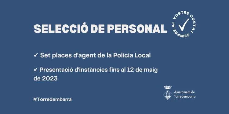 Es modifiquen les bases del procés de selecció de set places d'agent de la Policia Local de Torredembarra