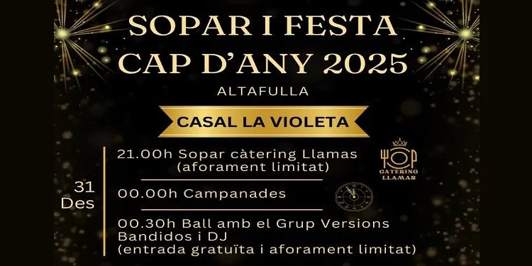 Altafulla celebrarà la nit de Cap d’Any amb un sopar i una festa al Casal Cultural La Violeta