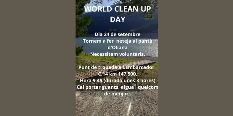 Neteja al pantà d'Oliana amb motiu del World Cleanup Day