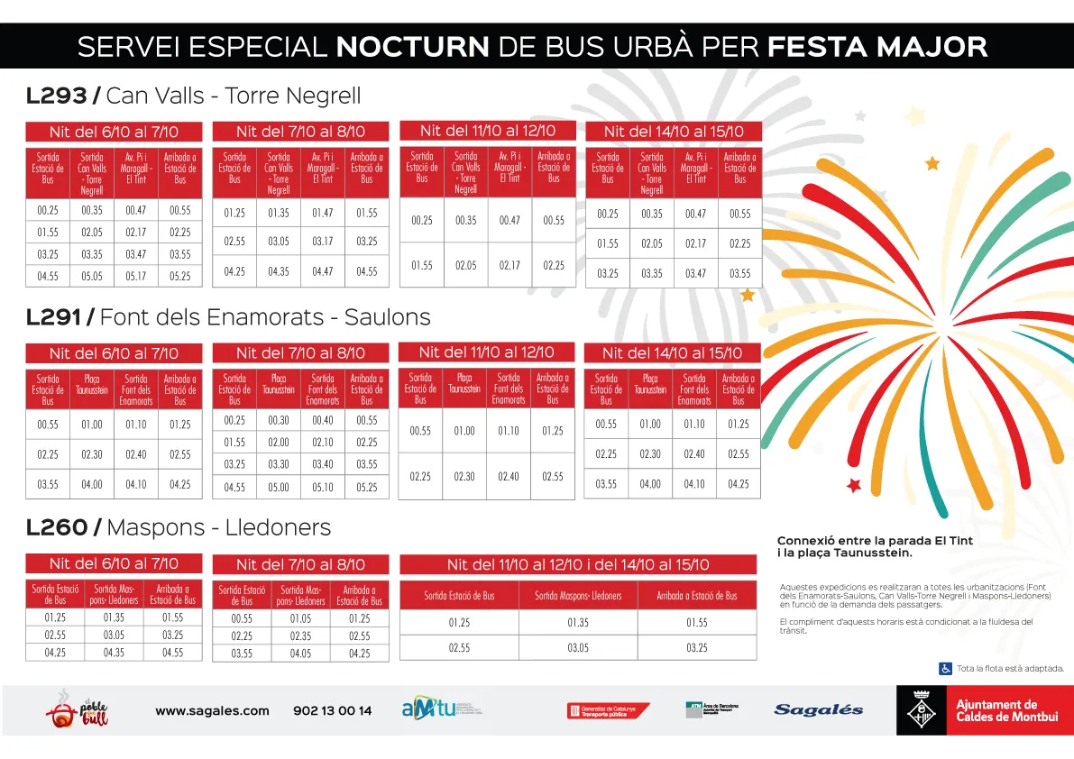 L’Ajuntament posa un servei especial de bus urbà a les urbanitzacions durant les tardes i matinades de festa major