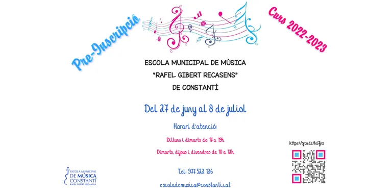 S’obre el període de preinscripció per al curs 2022-23 a l’Escola de Música