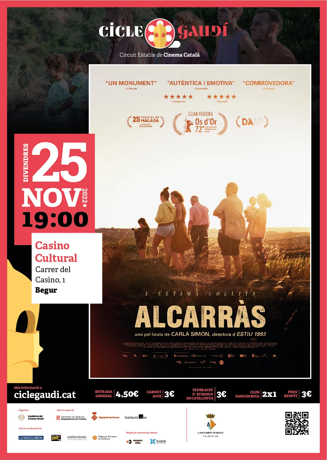 CINEMA CASINO.   ATENCIÓ SESSIÓ ÚNICA CICLE GAUDÍ