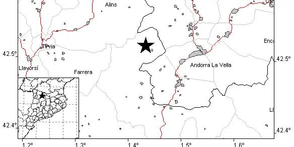 Un terratrèmol de 3,6 graus a la zona de les Valls de Valira es percep àmpliament a l'Alt Urgell sense causar danys