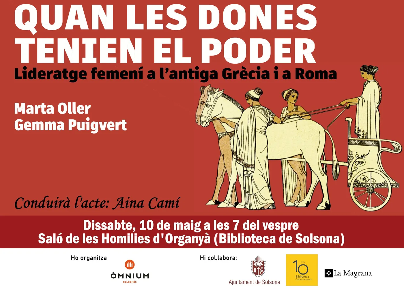 Òmnium Solsonès porta a Solsona un llibre sobre el lideratge femení a l'antiga Grècia i Roma