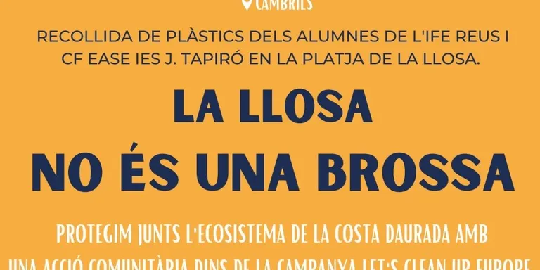Alumnes del Josep Tapiró i l’IFE de Reus participen en una acció de recollida de plàstics a la Llosa