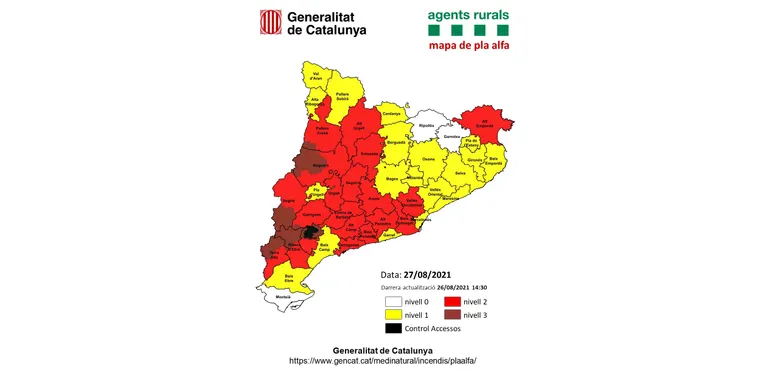 L'Alt Urgell i el Pallars Jussà, a nivell 2 del pla Alfa de risc d'incendi