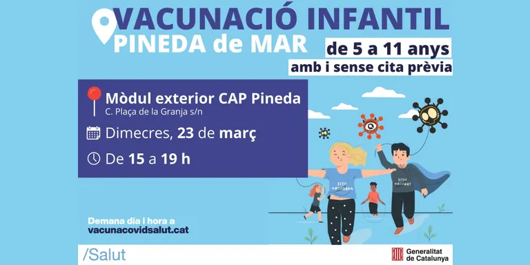 Jornada de vacunació infantil aquest dimecres de les 3 a les 7 de la la tarda al mòdul exterior del CAP de Pineda