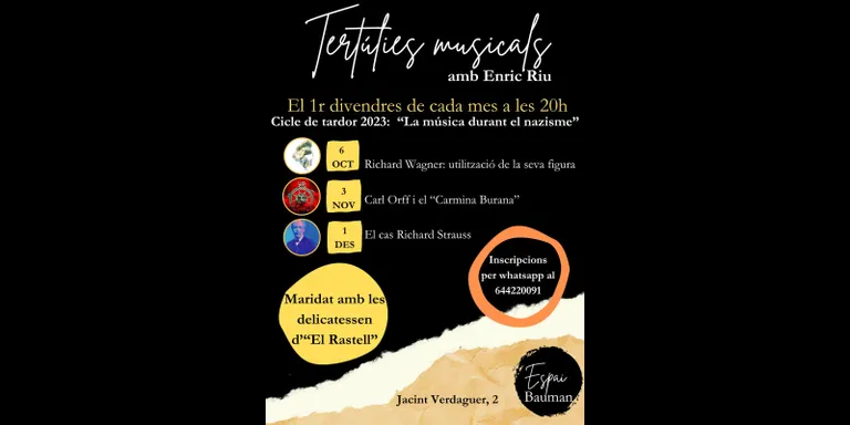 El nou Espai Bauman de la Seu d'Urgell organitza una tertúlia musical sobre Richard Wagner