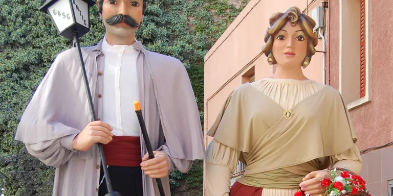 Els Gegants de Pineda visiten en Peret i la Marieta de l'Ull Viu, els gegants del Casc Antic de Barcelona