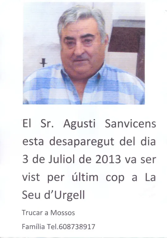 Busquen un veí de la Seu desaparegut dimecres passat