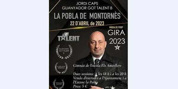 El mag Jordi Caps actuarà a la Pobla de Montornès el dissabte 22 d'abril