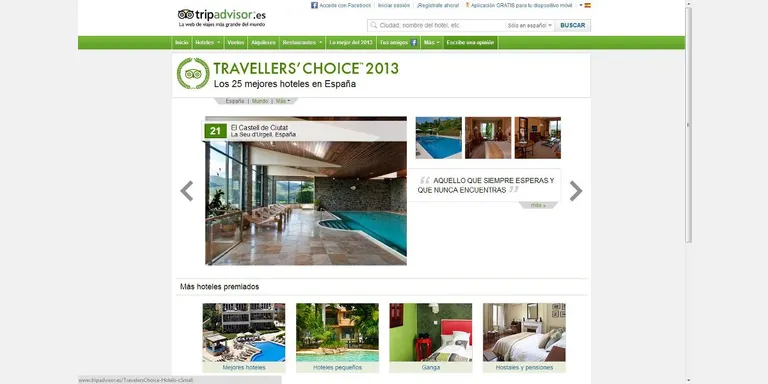 El Castell de Ciutat, entre els 25 millors hotels de l'Estat segons Trip Advisor