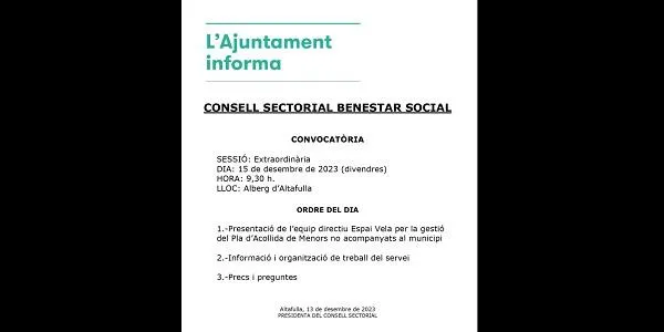 L'arribada de menors no acompanyats a l'Alberg d'Altafulla centra un nou Consell Sectorial de Benestar Social, aquest divendres