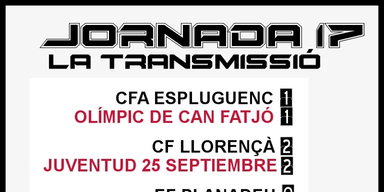 A PEU DE CAMP - JORNADA 17 diumenge