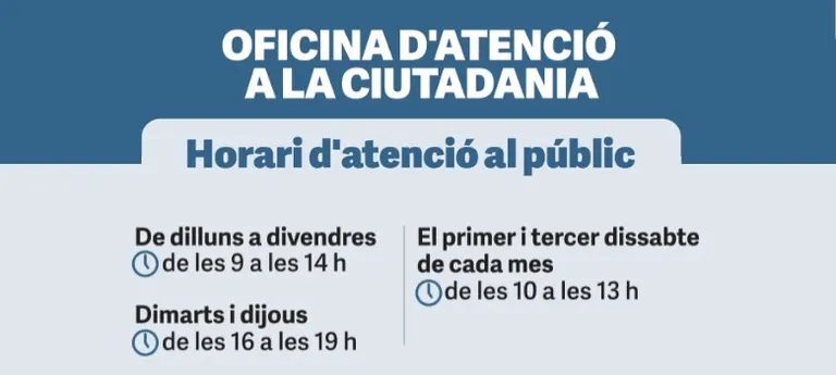 Nou horari d’obertura de l’Oficina d’Atenció Ciutadana (OAC) de l’Ajuntament