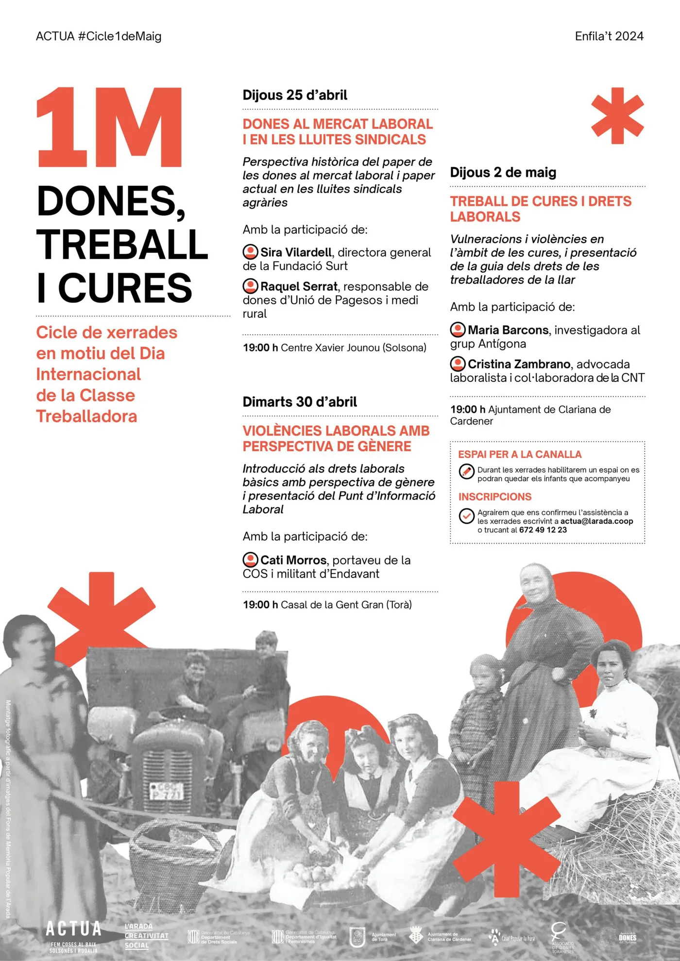El cicle Enfila't de l'Actua de l'Arada girarà a l'entorn de "Dones, treball i cures"