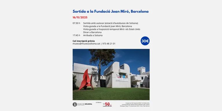 El Museu de Solsona organitza una sortida a la Fundació Joan Miró de Barcelona