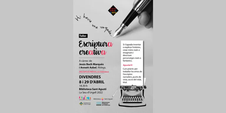 Taller gratuït d'escriptura creativa a la Biblioteca Sant Agustí de la Seu d'Urgell