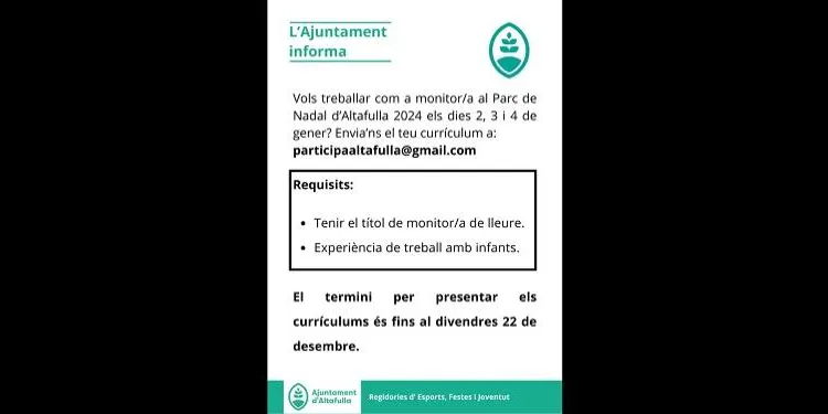 Es busquen treballadors per al parc de Nadal d'Altafulla