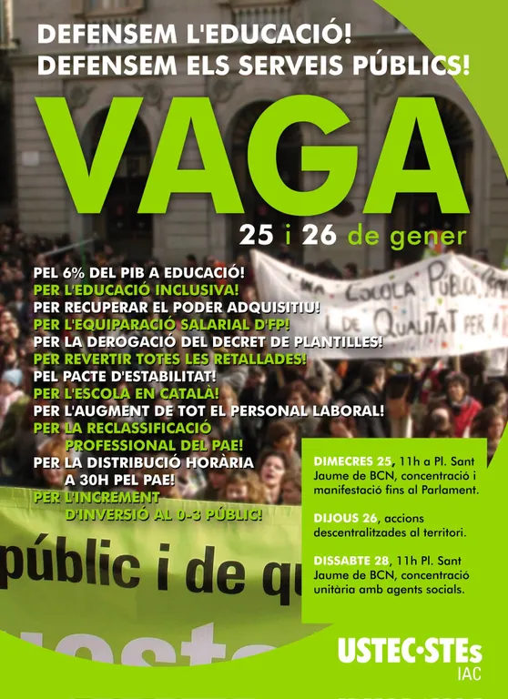 Autobusos sortiran des de Valls en direcció Barcelona per la vaga d’ensenyament