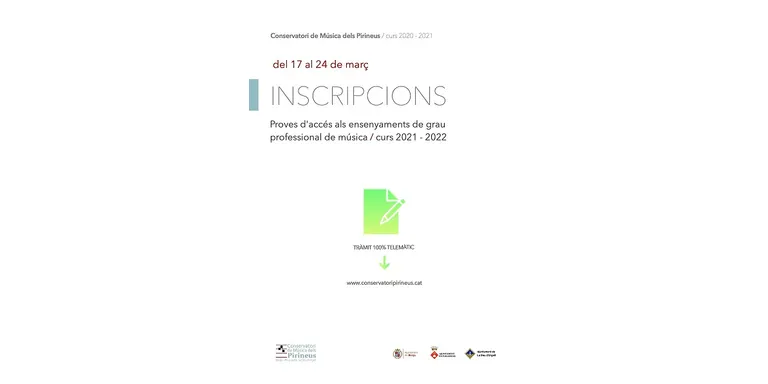 Obertes les preinscripcions per accedir al Grau Professional del Conservatori de Música dels Pirineus