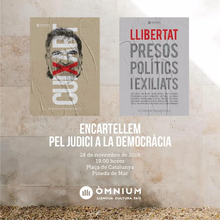 Òmnium Cultural anuncia una encartellada a tot Catalunya, i també a Pineda