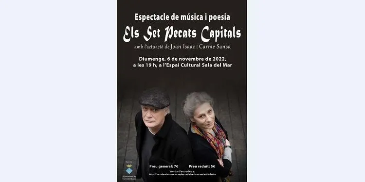 L'espectacle de música i poesia 'Els set pecats capitals' es representarà el 6 de novembre a Torredembarra