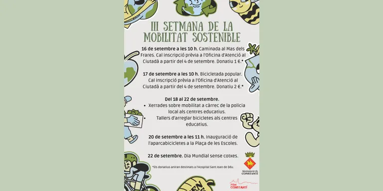 Constantí celebra una nova edició de la Setmana de la Mobilitat Sostenible del 16 al 22 de setembre