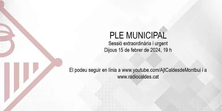 L’Ajuntament convoca un ple extraordinari i urgent demà dijous