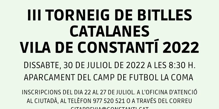 Obertes les inscripcions per participar en el III Torneig de Bitlles Catalanes Vila de Constantí