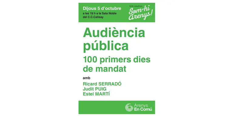 Arenys en Comú fa avui la seva primera Audiència Pública