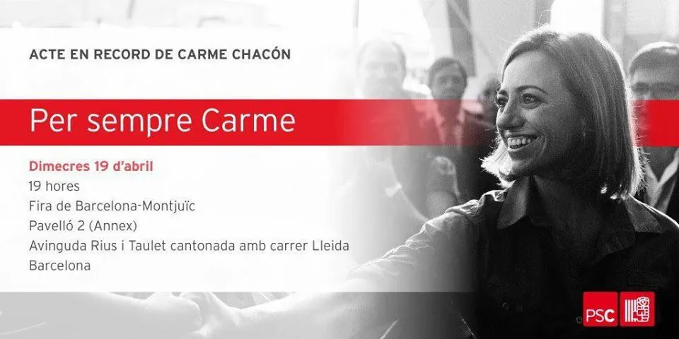 El PSC de Pineda participa aquest dimecres en l'acte en record de Carme Chacón