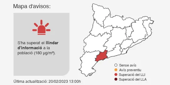 Activen l'avís preventiu al Camp de Tarragona per alts nivells d'ozó