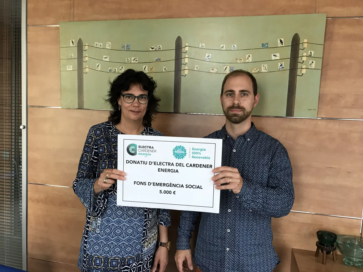 Electra del Cardener Energia fa un donatiu de 5.000 euros al Fons d'Emergència Social