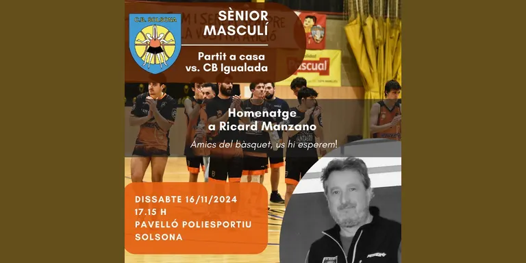 El Club Bàsquet Solsona fa un homenatge a l'expresident Ricard Manzano, traspassat aquesta setmana